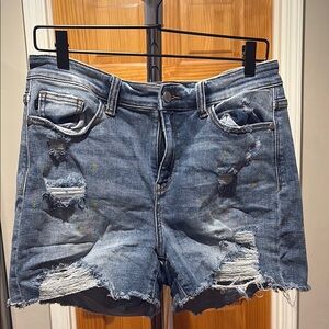 Judy Blue Blue Jean Shorts Distressed Raw Hem